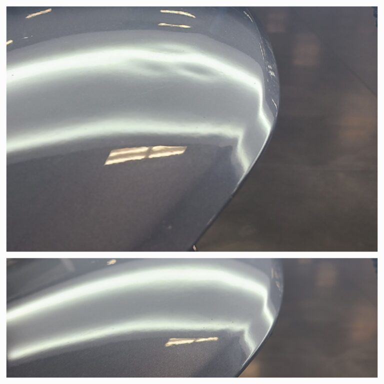 This dent is a thing of the past! We specialize in removing dents and dings without a trace, saving your car's factory paint.